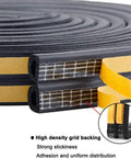 Tough As Nails Weather Stripping Door Seal Strip designed to snap tight, showcasing high density grid backing and black foam material.