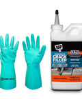 Fast Drying Concrete Crack Filler For Indoor And Outdoor Surfaces DIY Friendly Permanently Fills Cracks In Concrete Stone And Masonry 1.62 Lbs With Chemical Resistant Gloves