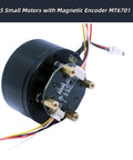 4015 Small Motor with Magnetic Encoder MT6701, black cylindrical design with visible wires and connectors for robotics use