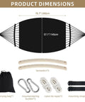 Ultra Sturdy Double Hammock With 550 Pound Capacity, 320GSM Canvas, Tassels And Fishtail Knit dimensions and accessory set