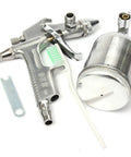 Top Tier Gravity Feed Pneumatic Spray Gun With 0.5mm Nozzle For Flawless Auto Paint Jobs built tough alloy frame and chrome caps.