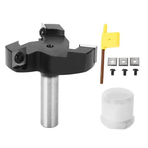 Get This Top Tier High Performance 1/2In Shank Spoilboard Surfacing Router Bit With 3 Sharp Carbide Blades For Effortless CNC Wood Planing And Smooth Surface Prepping with extra blades and wrench.