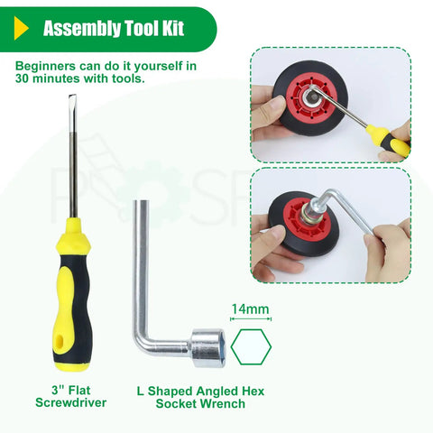 Upgraded Whirlpool Dryer Repair Kit With Hella Durable 4392067 Parts And Wpw10314173 Drum Rollers tools including flat screwdriver and hex wrench.