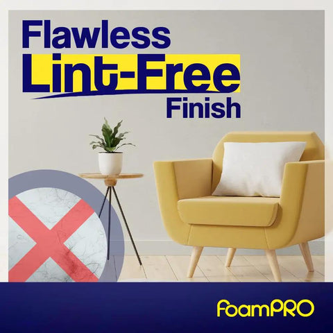 Modern living room with yellow chair and plant, promoting 9 Inch Foam Paint Roller Covers For Smooth And Semi Smooth Surfaces