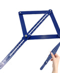 Dead On Corner Angle Finder Tool, Miter Saw Protractor With Bold Dual Scale Readouts, Digital Angle Gauge showing blue housing and scale.