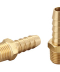 Three Eighths Inch Barb To One Quarter Inch NPT Male Brass Fittings Hose Barb Adapter For Water Gas Oil Fuel And Air Lines, 10pc set