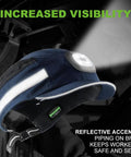 Bump Cap With LED Headlamp, Lightweight Breathable Safety Hat, Navy Blue with Reflective Accents, USB Rechargeable Cap Light