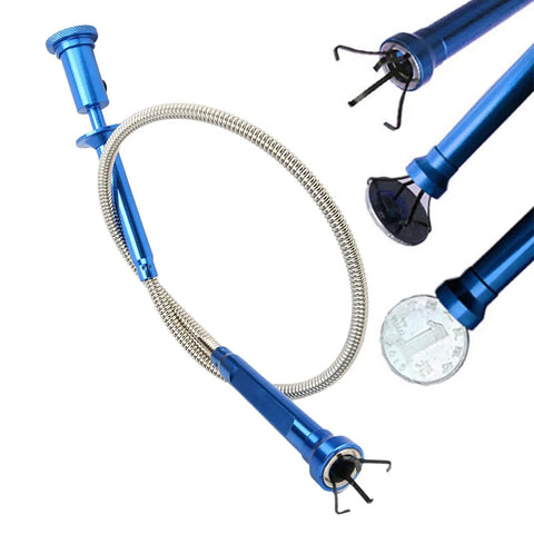 Extendable Magnetic Pickup Tool With Flexible Telescopic Pole And Bright LED Light For Easy Retrieval Of Small Parts Around The House Or Car, blue steel