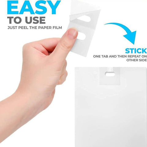 Hand holding a clear tab from the 10 Pcs Vertical Blind Repair Clip Set With Clear Tabs Replacement For Quick DIY Fixes