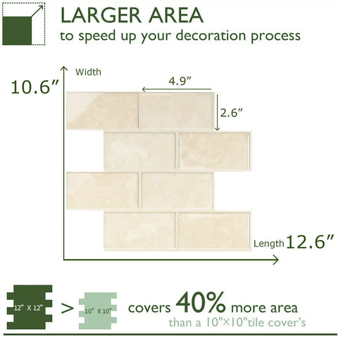 Thick Peel And Stick Backsplash Tiles In Beige Marble Look for Kitchen and Bath Self Adhesive Vinyl Wall Tiles dimensions