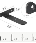 Heavy Duty Hidden Floating Shelf Brackets, 4 Inch Black Metal L Brackets With Smooth Edges, Premium Grade Steel Hardware for mounted boards.