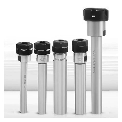 Heavy Duty ER Extension Rod For CNC Milling Machine With Super Low Runout And Ultra Precision Grinding For Stable Cutting High Speed Spindle Tool Lengthen Kit, five lengths, alloy steel, with black secure nuts.