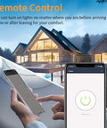 Person using phone with 4 Pack Smart WiFi Light Switch Two Gang With Remote Control And Scheduling Neutral Wire Required app