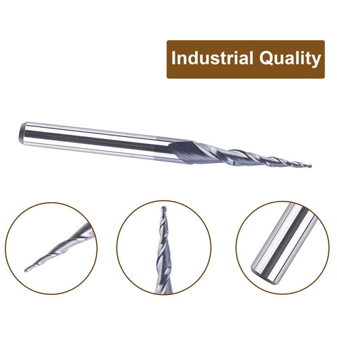 SpeTool 5pc tapered ball-nose end mill set, 1/8 in shank, 0.25 mm radius (0.5 mm dia), chrome CNC router bits