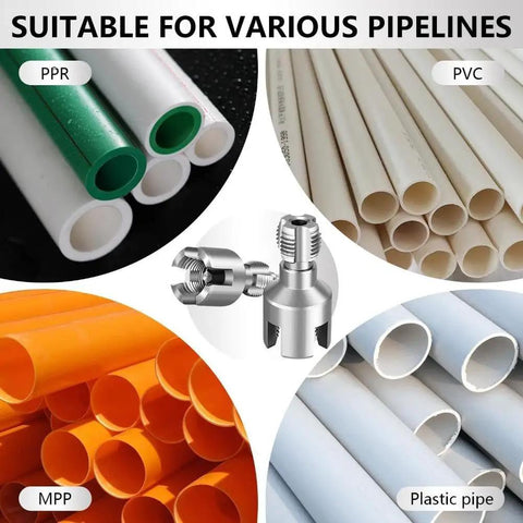 2 Piece PVC Pipe Threader Kit For DIY Home Plumbing, Pipe Tapping And Threading Tool, quick repair for PVC, PPR, MPP pipes