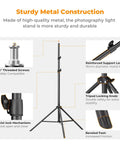 Heavy Duty Light Stand for Photography 9.1ft Extendable Tripod Built Tough with metal support and non-slip feet features