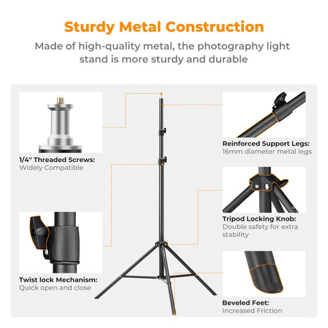 Heavy Duty Light Stand for Photography 9.1ft Extendable Tripod Built Tough with metal support and non-slip feet features