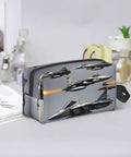 Fighter Jets Print Toiletry Bag For Men Travel Organizer Dopp Kit Shaving Case Water Resistant Oxford Cloth on a desk