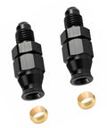 FortiyParts 2-pack 6AN to 3/8 hardline adapters, aluminum black ORB male to 3/8" tube compression with brass ferrules