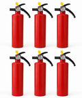Six red Solid 2.5 Lb ABC Dry Chemical Fire Extinguishers with pressure gauges, ideal for home, kitchen, car, or garage safety.