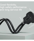 Heavy Duty Extension Cord, Super Slick Travel Power Cable With 13 Amp Socket, flexible black cable with safety features.