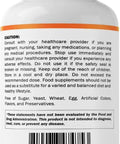 Back label of Lithium Orotate 5mg Mood Support Supplement, 240 Veggie Capsules, Non GMO Gluten Free, showing caution details.