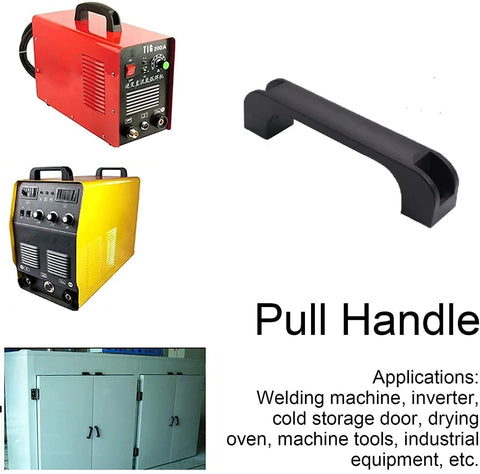 Black Plastic Pull Handles for Cabinets and Cupboards, 5.43 Inches Long, 0.98 Inches Wide, 1.65 Inches High, 120mm Center Mounting Spacing.