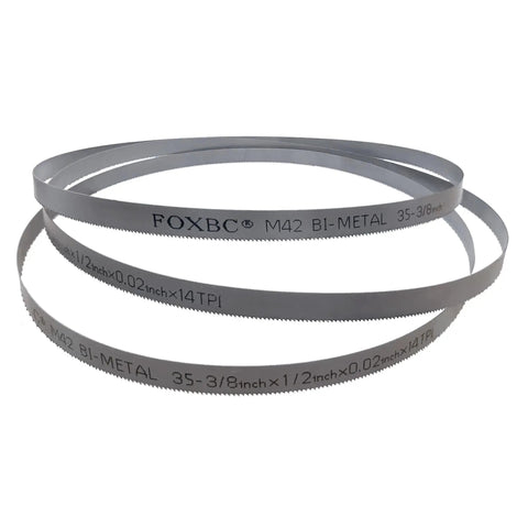 Heavy Duty Portable Bandsaw Blade Thirty Five And Three Eighths Inch Long By One Half Inch Wide Twenty Thousandth Inch Thick Fourteen TPI Bi Metal M42 High Speed Steel For Milwaukee Compact Band Saw Model 2829 20 Three Pack