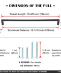 Dimensions and screws for Oil Rubbed Bronze 10 Inch Square Bar Cabinet Pull Handle With 10 Inch Hole Centers Zinc Alloy