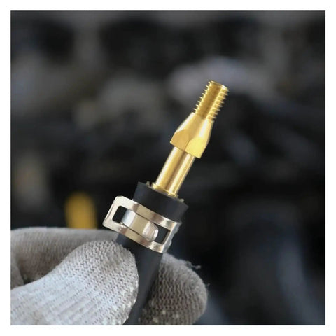 Close-up of 10Pcs 65Mn Steel Spring Hose Clamps Set for Car Fuel Lines showing low profile clamp on hose.