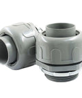 Heavy Duty 2 Pack 1-1/4 Inch NPT Liquid Tight Connectors featuring durable PVC construction for wet environments.