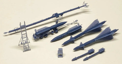 MiG-31 Foxhound 1/144 Detail Parts Set with 3 missiles and 12 rounds in molded color for plastic model kit assembly