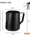 20 Oz Milk Frother Pitcher For Espresso And Latte Art Pen For Foam Stainless Steel Steaming Cup With Nonstick Coating Black