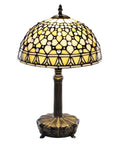 Tiffany-Style White Jewel Table Lamp That Looks Mega Lit With 100+ Hand-Cut Glass Pieces, Dramatic Base, Decorative Finial