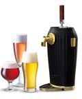 Portable Electric Ultrasonic Foam Maker Craft Beer And Cocktail Dispenser with three glasses of beer and cocktails.