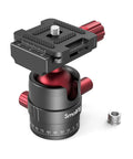 360 Degree Panoramic Ball Head With 1/4 Inch Quick Shoe Plate for Tripod, Monopod, and Slider, shown with red accents