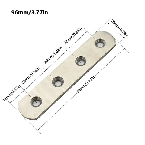5 Pack Stainless Steel Straight Flat Corner Brace Bracket Mending Repair Plates Fixing Connector Furniture Fittings, 95mm detail