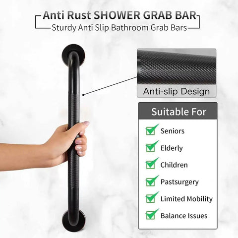 Built Tough Sixteen Inch Oil Rubbed Bronze Shower Grab Bar Wall Mounted Rustproof Stainless Steel Bathroom Safety Rail with anti-slip design