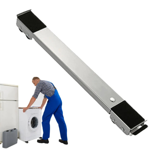 Hefty Heavy Duty Washing Machine Extendable Base With Robust Appliance Roller Wheels Supporting Up To 660 Pounds in use under a washer.