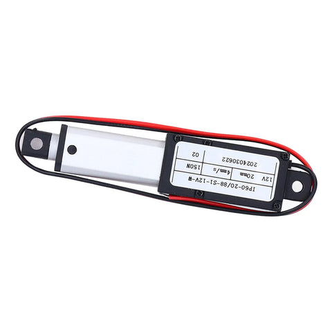 Heavy Duty 12v Electric Linear Actuator With Smooth Push Pull Rod For Home Automation And Diy Garage Upgrades, aluminum housing with wires.