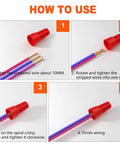 Steps showing how to use Top Shelf Heavy Duty Wire Nuts Assortment Kit With Solid Insulated Twist Connectors.