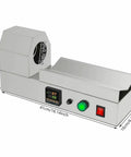 Electric PVC Wine Bottle Capsule Heat Shrinker, Tabletop Label Sealing Machine showing dimensions and control panel for easy use.