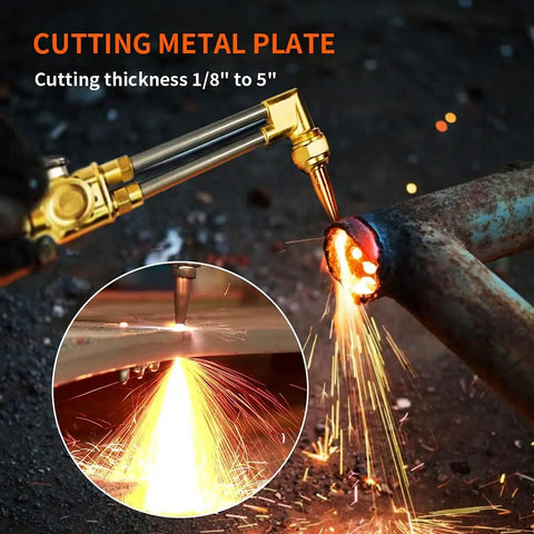 Heavy Duty Cutting Torch Kit For Metalworking Be Your Workhorse Oxygen Propane Acetylene Options Includes Torch Handle And Cutting Attachment Plus Propane Tip Cutting Metal Plate