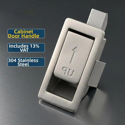 304 Stainless Steel Flat Push Button Lock For Electrical Cabinets And Industrial Panels, Spring Loaded Latch, Brushed Finish