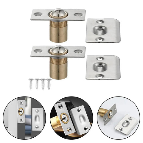Heavy Duty Ball Catch Kit For Doors And Cabinets 12 Pieces Super Tight Pull To Lock Mechanism Adjustable Brass Latch Hardware Polished Finish components with screws.