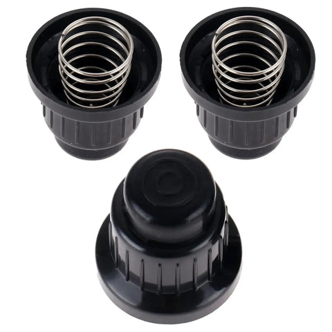 Three Pack AA Battery Push Button Igniter Caps Replacement For Tabletop Griddles Gas Fire Pits And Patio Heaters Durable Plastic Switch Caps Knobs For Standard Igniters On Blackstone Style Grills shown from above