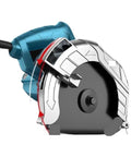 Close-up view of heavy duty electric circular saw for knocking out precise hardwood cuts showing blade and design features.