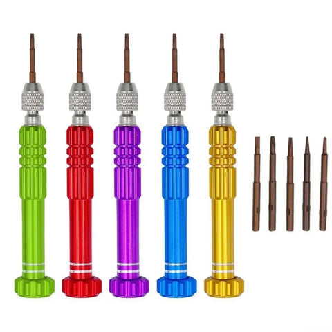 Cool 5-in-1 Chrome Vanadium Screwdriver Set Perfect For Phone Watch Repair With Torx T5 T6 Bits And Rugged Precision Hand Tool Kit That You Gotta Have! colorful precision screwdrivers with chrome vanadium bits