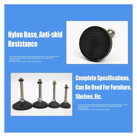 Heavy Duty Leveling Feet 2 Pack With 60mm Base Adjustable Furniture Legs M10 M12 M16 M20 M24 shown with nylon anti-skid base