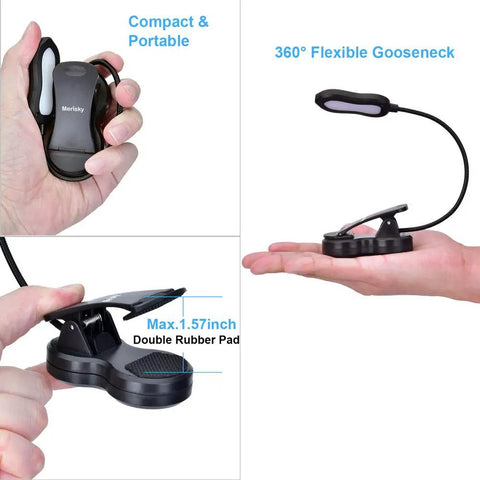 Rechargeable Clip On Book Light For Reading In Bed With 3 Color Modes And 9 Brightness Levels Eye Care LED Lamp shown handheld